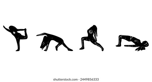 woman doing yoga. Healthy lifestyle. pilates pose vector silhouette illustrations design isolated on white background