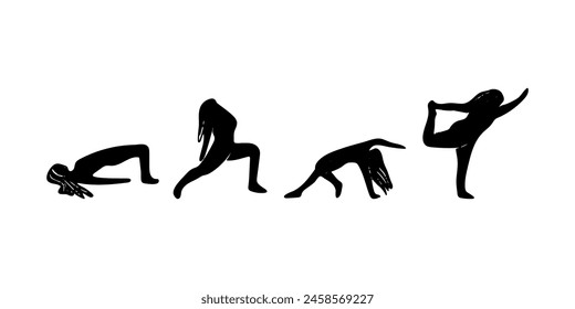 woman doing yoga. Healthy lifestyle. pilates pose vector silhouette illustrations design isolated on white background