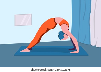 Woman doing yoga at home.