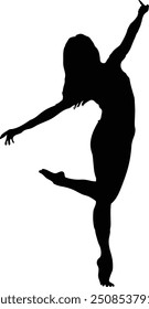 Woman Doing Yoga at home hand drawn vector silhouette