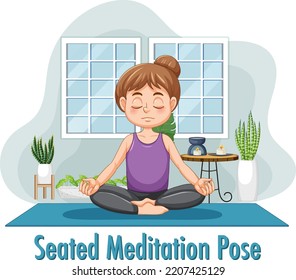 Woman doing yoga at home illustration