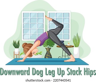 Woman doing yoga at home illustration