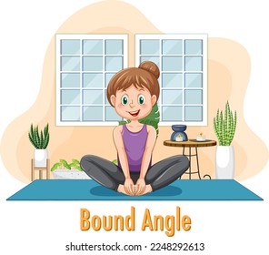 Woman doing yoga at home illustration