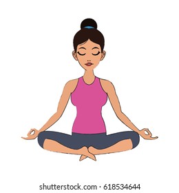 Pretty Young Girl Practices Yoga Lotus Stock Vector (Royalty Free ...