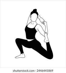 Woman Doing Yoga: Illustration with Simple Black Lines