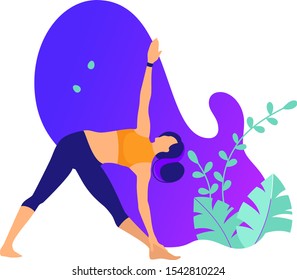 Woman doing yoga. Illustrations for beauty, spa, wellness, natural products, cosmetics, body care, fitness isolated on white background. Flat illustration concepts for website and mobile development. 