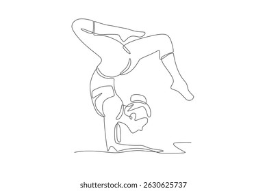 Woman doing yoga. International yoga day concept one-line drawing