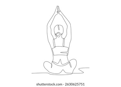 Woman doing yoga. International yoga day concept one-line drawing