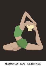 Woman doing yoga, king pigeon pose, vector illustration