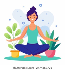 woman doing yoga in lotus position