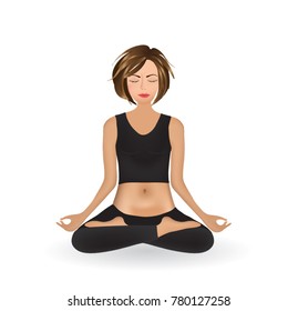 Woman doing yoga in lotus position, vector