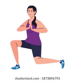 Woman doing yoga at mat design, Gym sport and bodybuilding theme Vector illustration