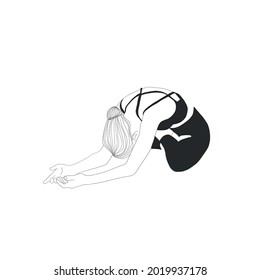 Woman doing yoga. Meditation girl. Healthy lifestyle. Spirit practice. Hand drawn art. Fitness and gymnastic. 