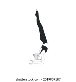 Woman doing yoga. Meditation girl. Healthy lifestyle. Spirit practice. Hand drawn art. Fitness and gymnastic. 