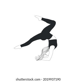 Woman doing yoga. Meditation girl. Healthy lifestyle. Spirit practice. Hand drawn art. Fitness and gymnastic. 
