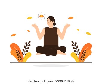 A woman doing yoga meditation illustration