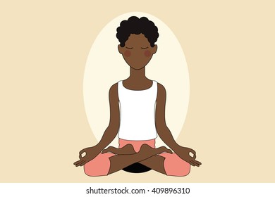Woman doing Yoga and Meditation in Lotus Pose