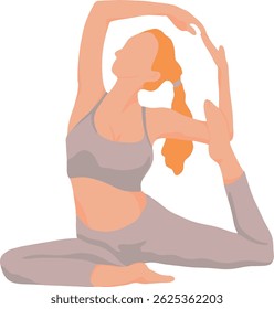 woman doing yoga moves at home