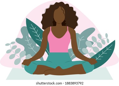 Woman doing yoga in nature svg