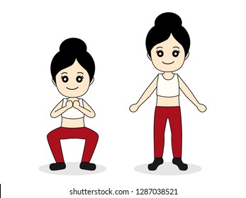 Woman doing yoga. Woman need perfect slim body, Woman character design.