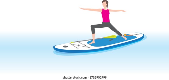 Woman doing yoga on a stand-up paddle  board