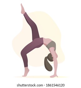 woman doing yoga with outstretched leg. vector illustration