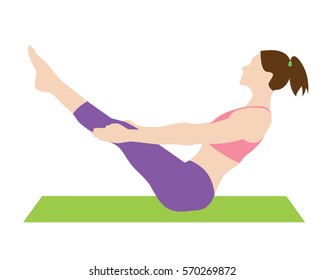 Woman doing yoga or pilates. Stretching exercises.