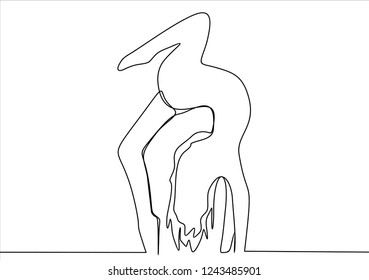 Woman doing yoga pose. Continuous line