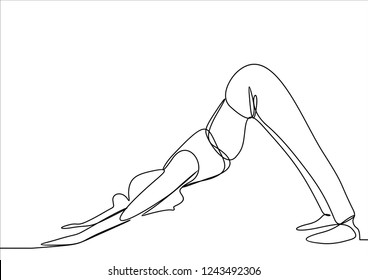 Woman doing yoga pose. Continuous line