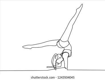 Woman doing yoga pose. Continuous line