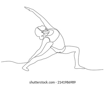 Woman doing yoga pose. Continuous line. Vector illustration svg