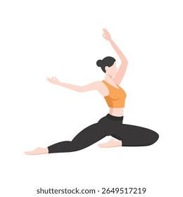 Mulher fazendo Yoga Pose - Ilustração de Fitness e Bem-Estar