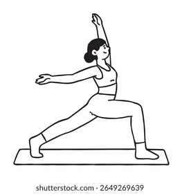 mulher fazendo ioga pose ilustração de arte de linha