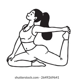 woman doing yoga pose line art illustration