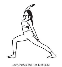 woman doing yoga pose line art illustration