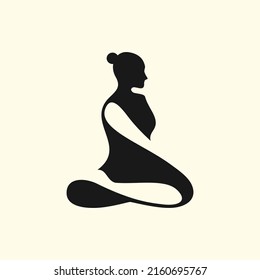 Woman doing yoga pose silhouette 