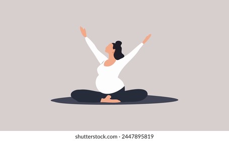A woman is doing yoga poses while sitting on the floor. She is wearing a white shirt and black pants