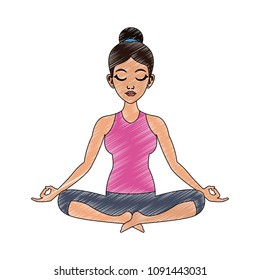 Woman doing yoga scribble