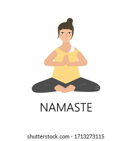 Woman doing yoga session in the morning at home bali, namaste, meditation, mindfullness, relaxation