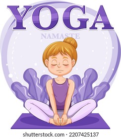 Woman doing yoga with text illustration