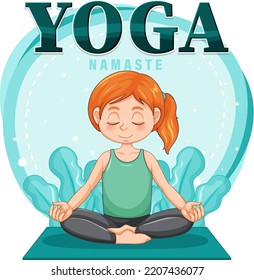 Woman doing yoga with text illustration