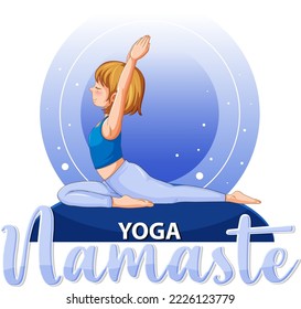 Woman doing yoga with text illustration