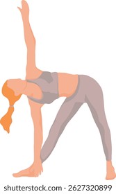 woman doing yoga triangle pose