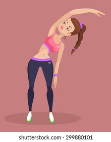 Woman doing yoga. Vector flat illustration