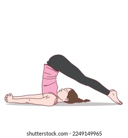 woman doing yoga, vector illustration