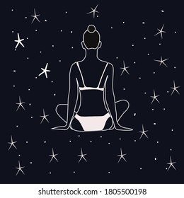 A woman doing yoga vector ilustration with dark background.eps10.