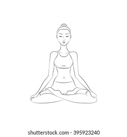 woman doing yoga, vector image