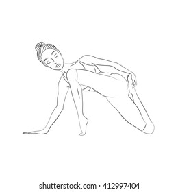 woman doing yoga, vector image