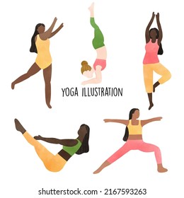 Woman doing yoga, workout. Vector illustration