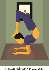 an woman doing yoga,yoga pose illustration in vector